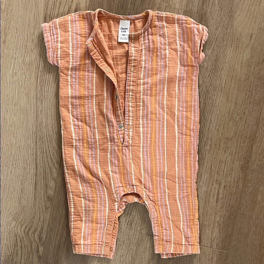 Carter's Peach and White Striped Romper